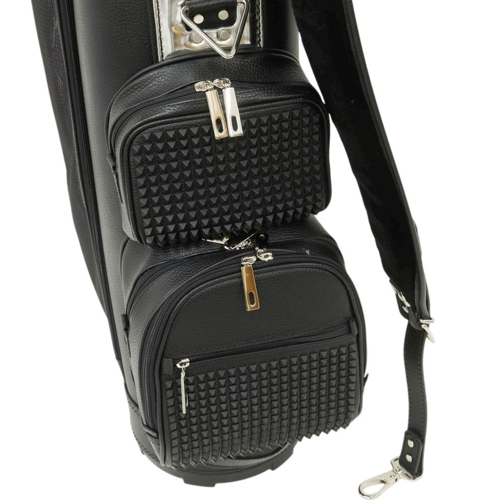 【中古】【未使用】ボンジャポネ BONJAPONE × KOYAMA GOLF BAG FACTORY Kruger レザー スタッズ ゴルフバッグ ブラックxシルバー【 9型 】【 状態ランクS 】【 ユニセックス 】