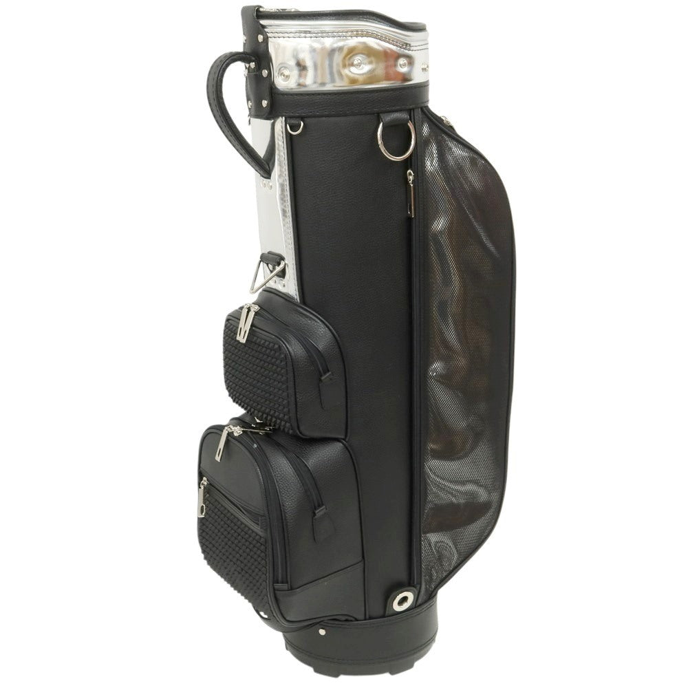 【中古】【未使用】ボンジャポネ BONJAPONE × KOYAMA GOLF BAG FACTORY Kruger レザー スタッズ ゴルフバッグ ブラックxシルバー【 9型 】【 状態ランクS 】【 ユニセックス 】