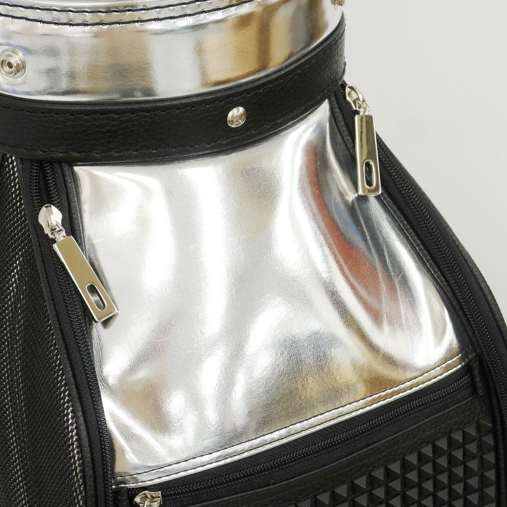 【中古】【未使用】ボンジャポネ BONJAPONE × KOYAMA GOLF BAG FACTORY Kruger レザー スタッズ ゴルフバッグ ブラックxシルバー【 9型 】【 状態ランクS 】【 ユニセックス 】