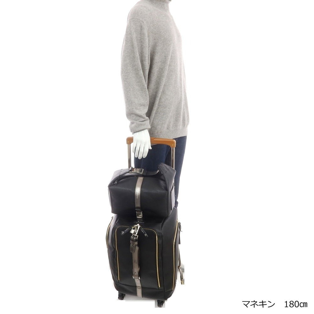 【中古】【未使用】ボンジャポネ BONJAPONE SPIKE シュリンクレザー キャリーバッグ ブラックxメタル【 状態ランクS 】【 ユニセックス 】
