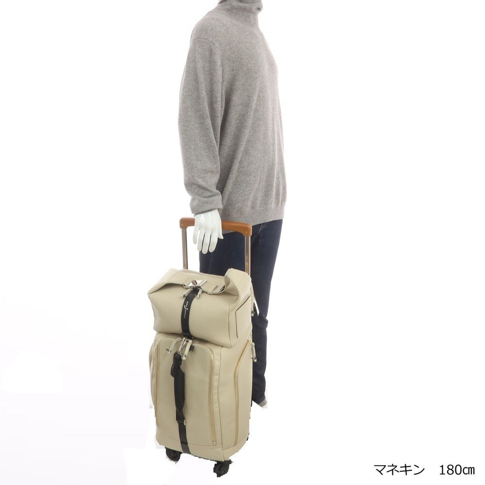 【中古】【未使用】ボンジャポネ BONJAPONE SPIKE シュリンクレザー キャリーバッグ ベージュxブラック【 状態ランクS 】【 ユニセックス 】