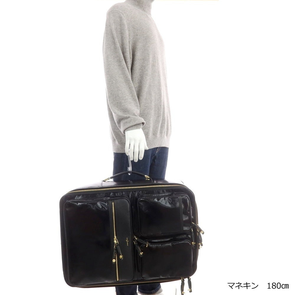 【中古】【未使用】ボンジャポネ BONJAPONE コーティングキャンバス キャリーバッグ ブラック【 状態ランクS 】【 メンズ 】