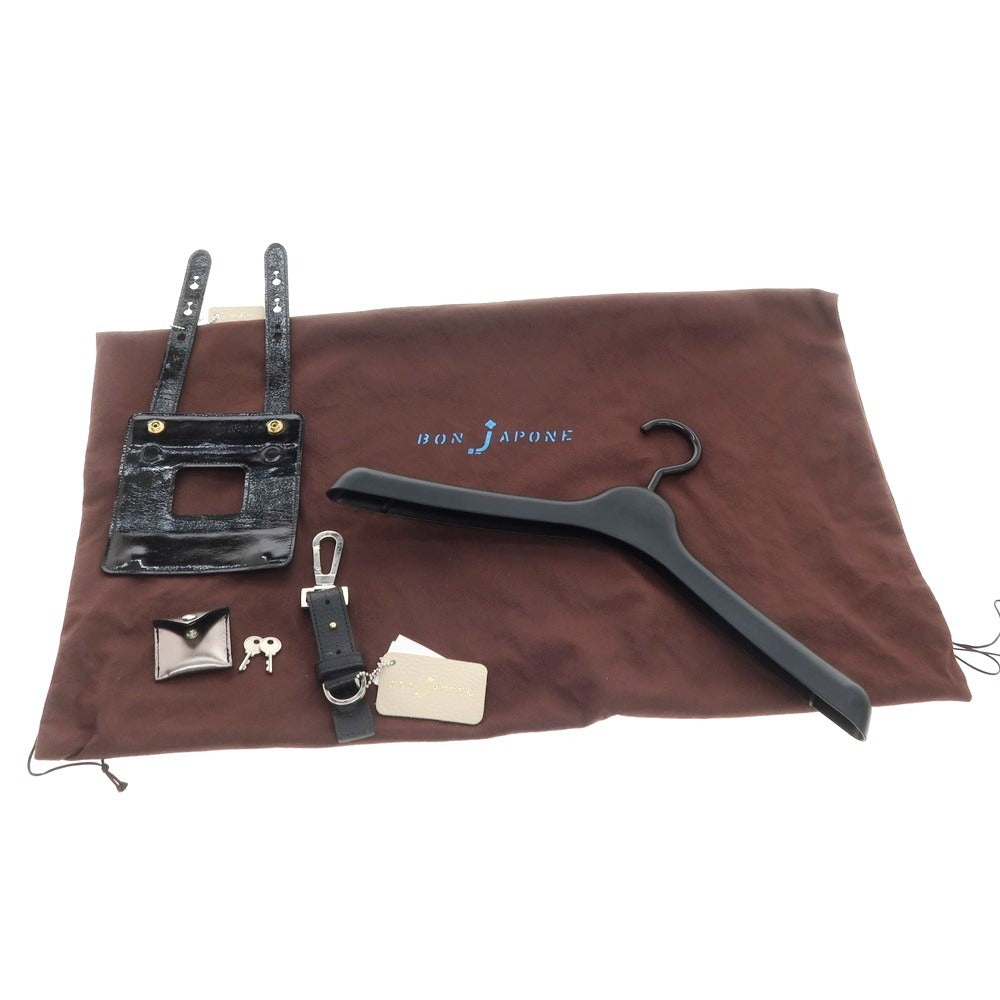 【中古】【未使用】ボンジャポネ BONJAPONE ENBOSSED SAFARI Mousieur.C カービングレザー キャリーバッグ ブラック【 状態ランクS 】【 メンズ 】