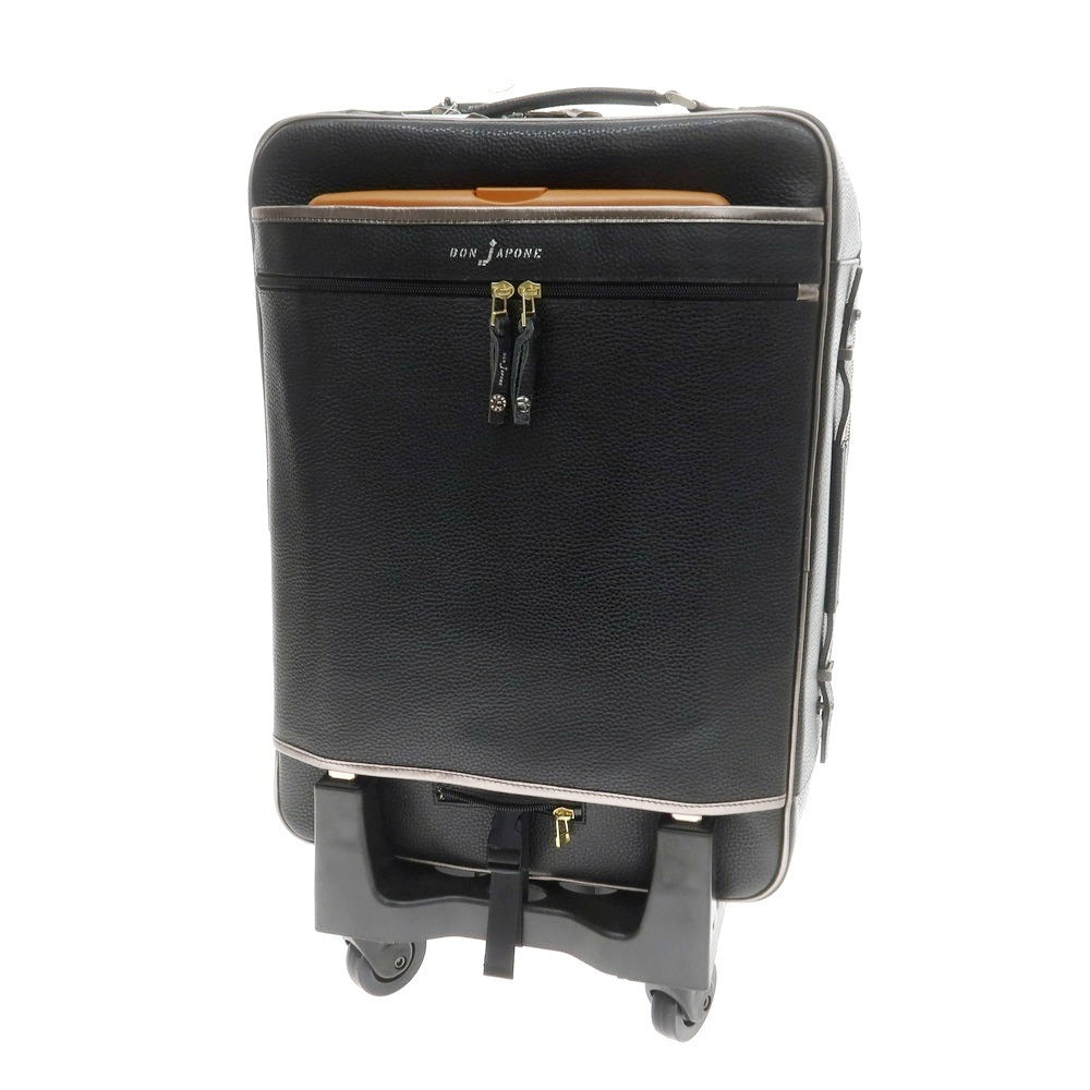 【中古】【未使用】ボンジャポネ BONJAPONE ENBOSSED SAFARI Mousieur.C カービングレザー キャリーバッグ ブラック【 状態ランクS 】【 メンズ 】