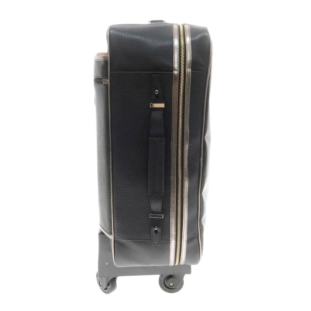 【中古】【未使用】ボンジャポネ BONJAPONE ENBOSSED SAFARI Mousieur.C カービングレザー キャリーバッグ ブラック【 状態ランクS 】【 メンズ 】