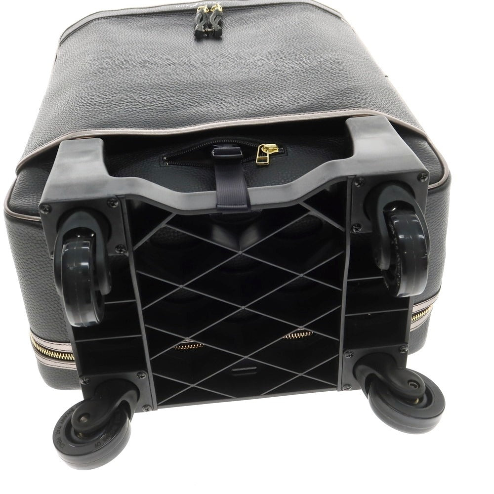 【中古】【未使用】ボンジャポネ BONJAPONE ENBOSSED SAFARI Mousieur.C カービングレザー キャリーバッグ ブラック【 状態ランクS 】【 メンズ 】