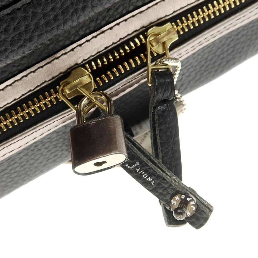 【中古】【未使用】ボンジャポネ BONJAPONE ENBOSSED SAFARI Mousieur.C カービングレザー キャリーバッグ ブラック【 状態ランクS 】【 メンズ 】