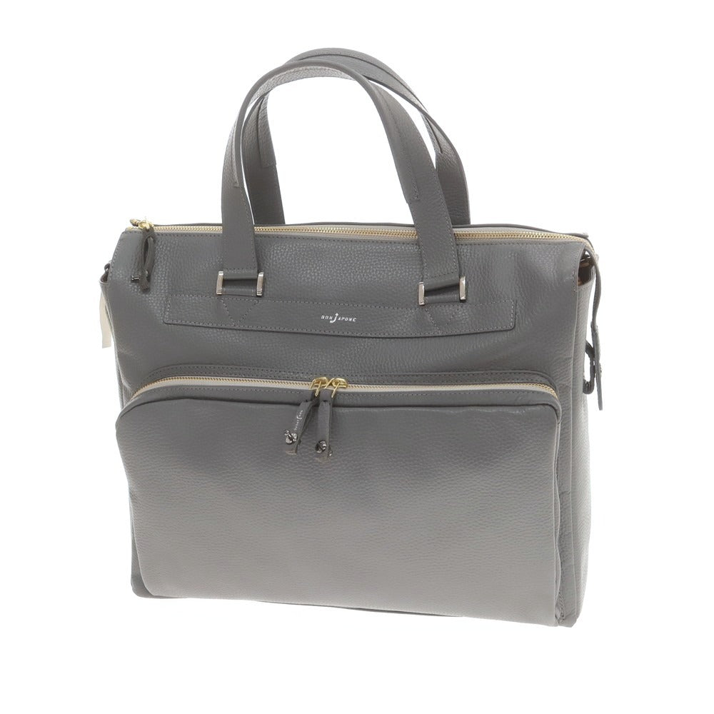 【中古】【未使用】ボンジャポネ BONJAPONE シュリンクレザー ボストンバッグ グレー【 状態ランクS 】【 ユニセックス 】
