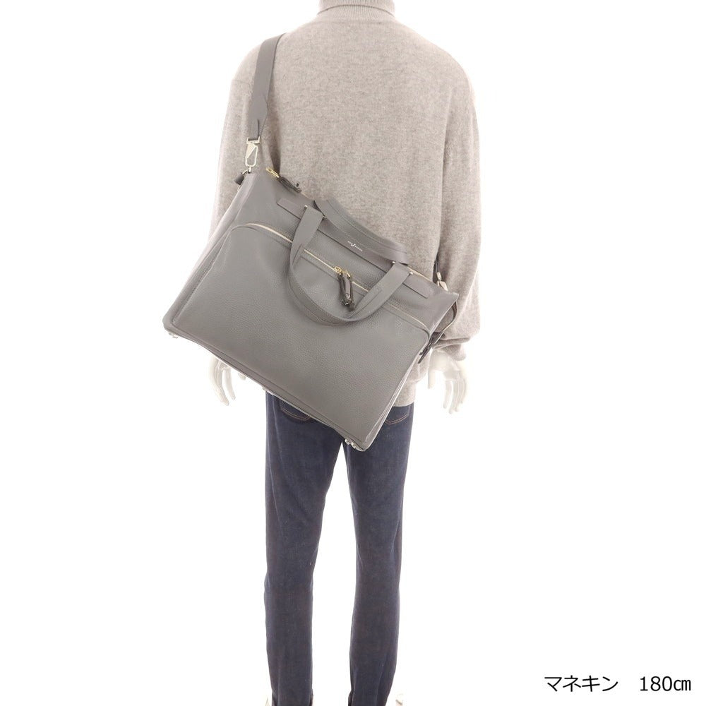 【中古】【未使用】ボンジャポネ BONJAPONE シュリンクレザー ボストンバッグ グレー【 状態ランクS 】【 ユニセックス 】