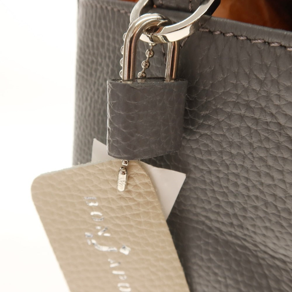 【中古】【未使用】ボンジャポネ BONJAPONE シュリンクレザー ボストンバッグ グレー【 状態ランクS 】【 ユニセックス 】