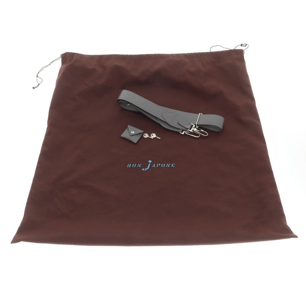 【中古】【未使用】ボンジャポネ BONJAPONE シュリンクレザー ボストンバッグ グレー【 状態ランクS 】【 ユニセックス 】