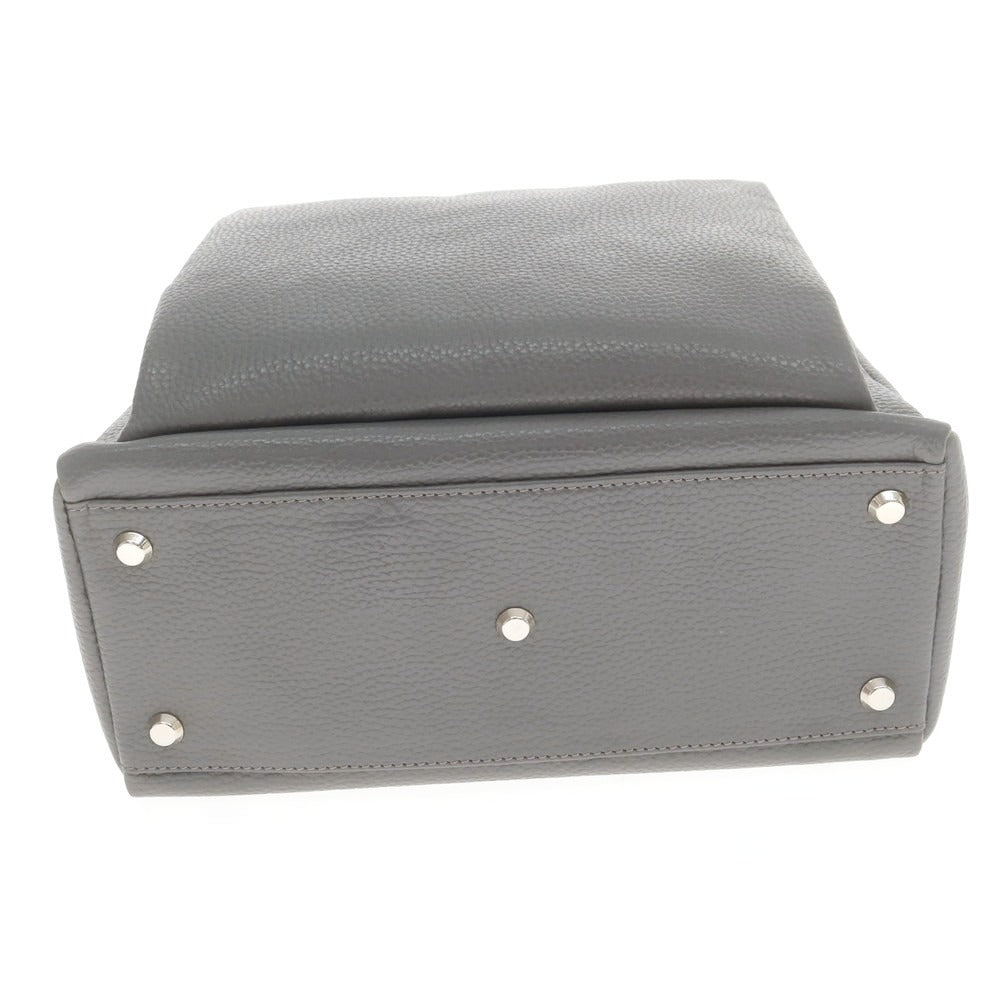 【中古】【未使用】ボンジャポネ BONJAPONE シュリンクレザー ハンドバッグ グレーxグリーン【 状態ランクS 】【 ユニセックス 】