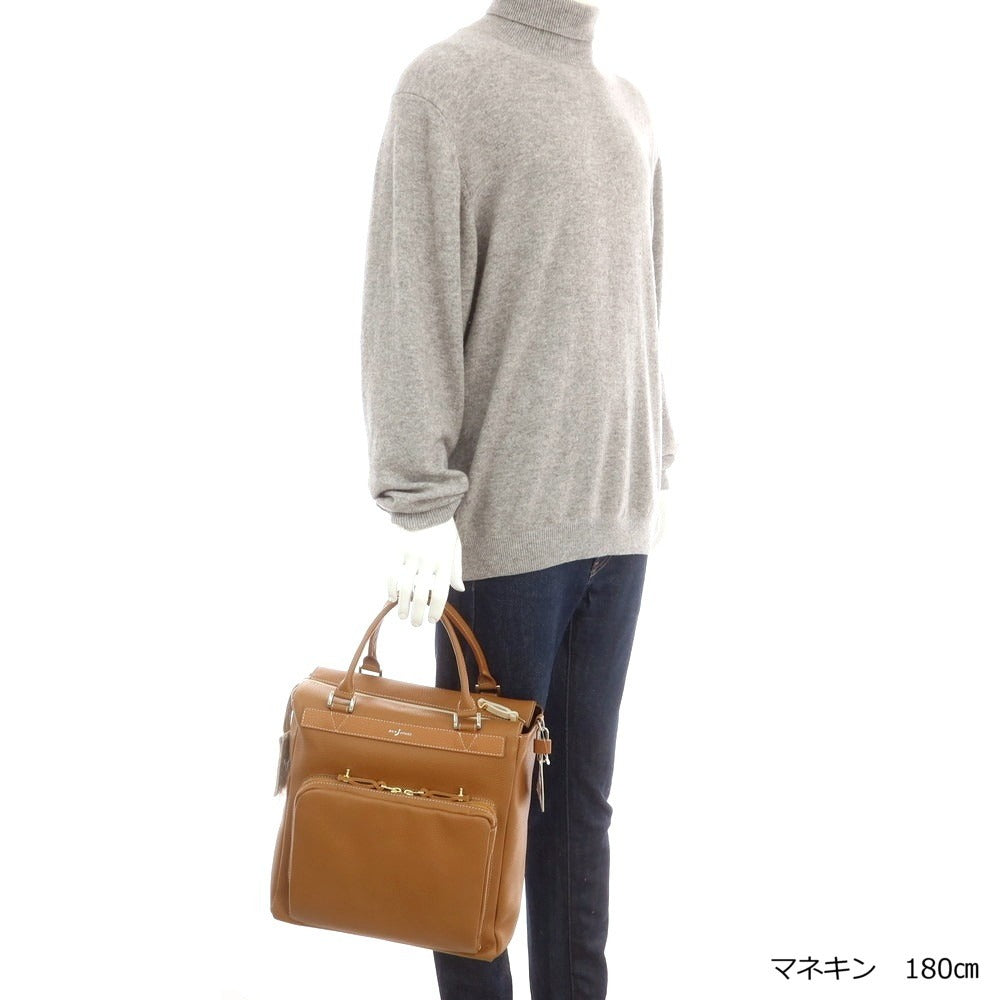 【中古】【未使用】ボンジャポネ BONJAPONE シュリンクレザー ハンドバッグ キャメルブラウン【 状態ランクS 】【 ユニセックス 】