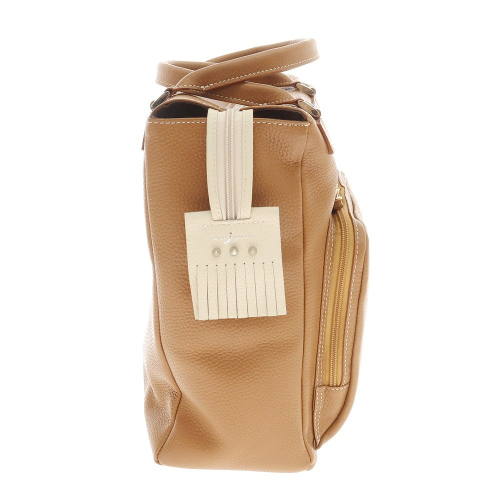 【中古】【未使用】ボンジャポネ BONJAPONE シュリンクレザー ハンドバッグ キャメルブラウン【 状態ランクS 】【 ユニセックス 】