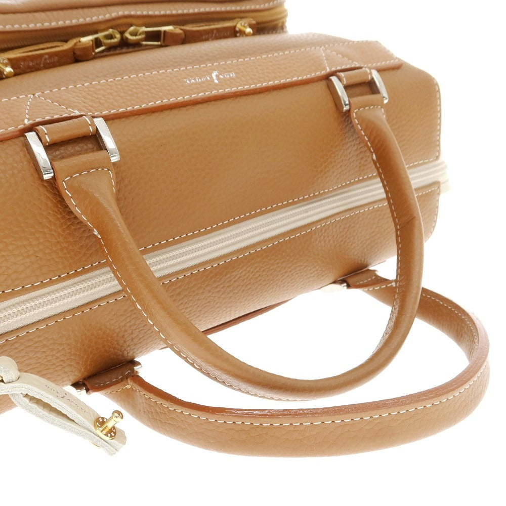 【中古】【未使用】ボンジャポネ BONJAPONE シュリンクレザー ハンドバッグ キャメルブラウン【 状態ランクS 】【 ユニセックス 】