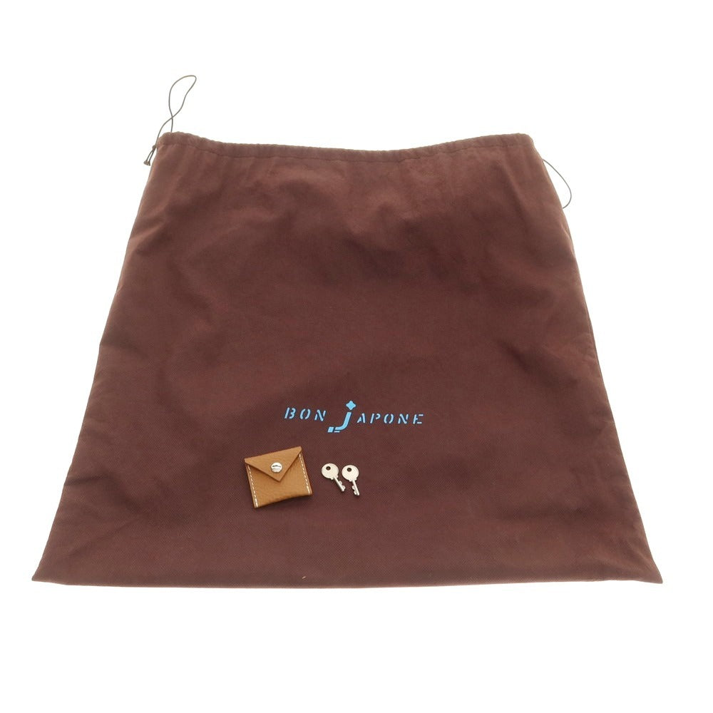 【中古】【未使用】ボンジャポネ BONJAPONE シュリンクレザー ハンドバッグ キャメルブラウン【 状態ランクS 】【 ユニセックス 】