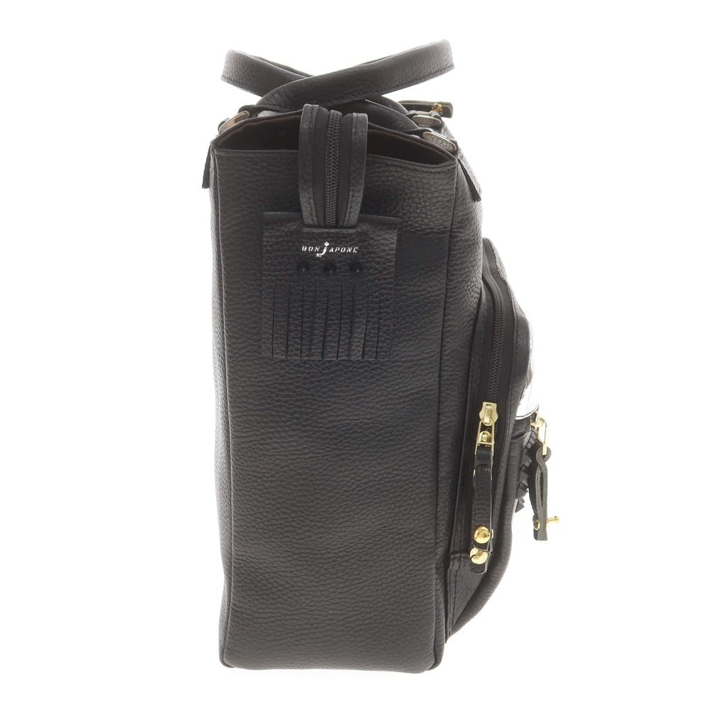 【中古】【未使用】ボンジャポネ BONJAPONE シュリンクレザー スタッズ トートバッグ ブラックxシルバー【 状態ランクS 】【 ユニセックス 】