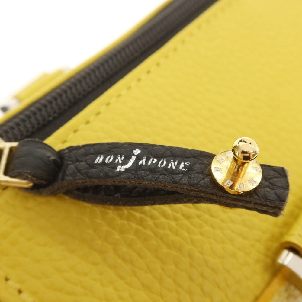 【中古】【未使用】ボンジャポネ BONJAPONE シュリンクレザー スタッズ トートバッグ イエローxブラック【 状態ランクS 】【 ユニセックス 】