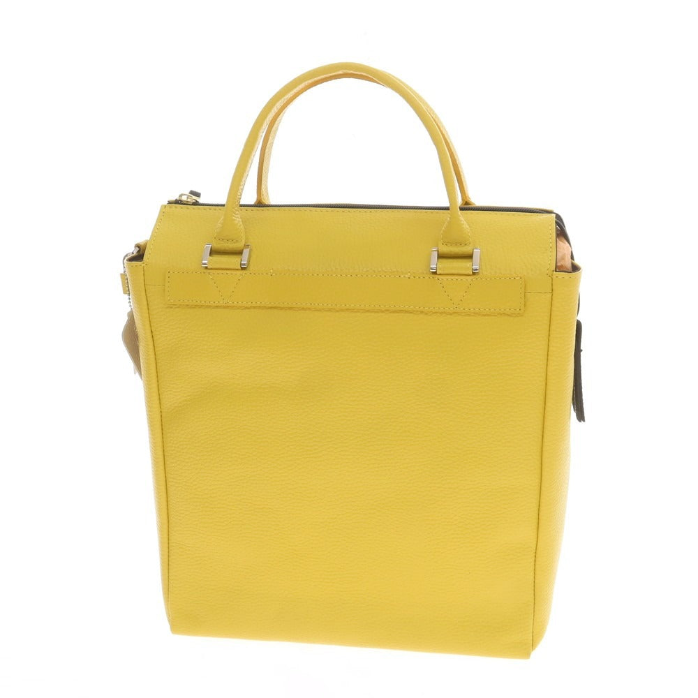 【中古】【未使用】ボンジャポネ BONJAPONE シュリンクレザー スタッズ トートバッグ イエローxブラック【 状態ランクS 】【 ユニセックス 】