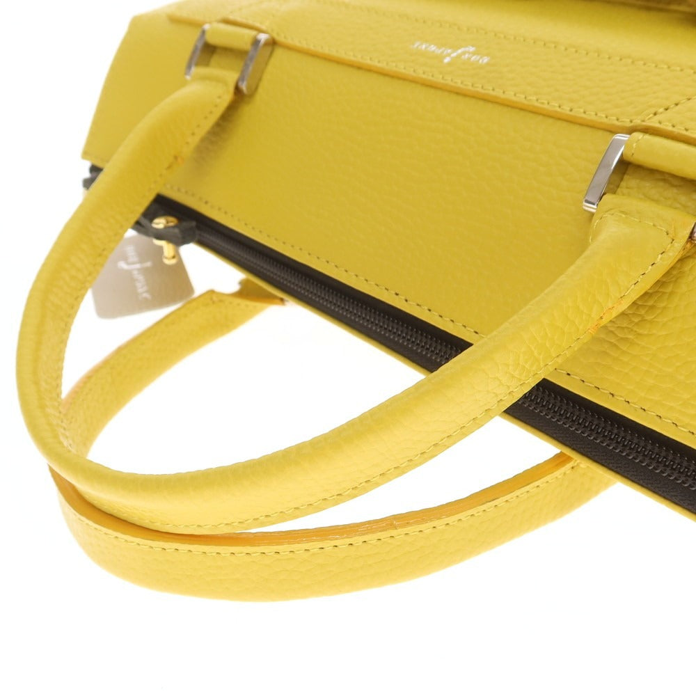 【中古】【未使用】ボンジャポネ BONJAPONE シュリンクレザー スタッズ トートバッグ イエローxブラック【 状態ランクS 】【 ユニセックス 】