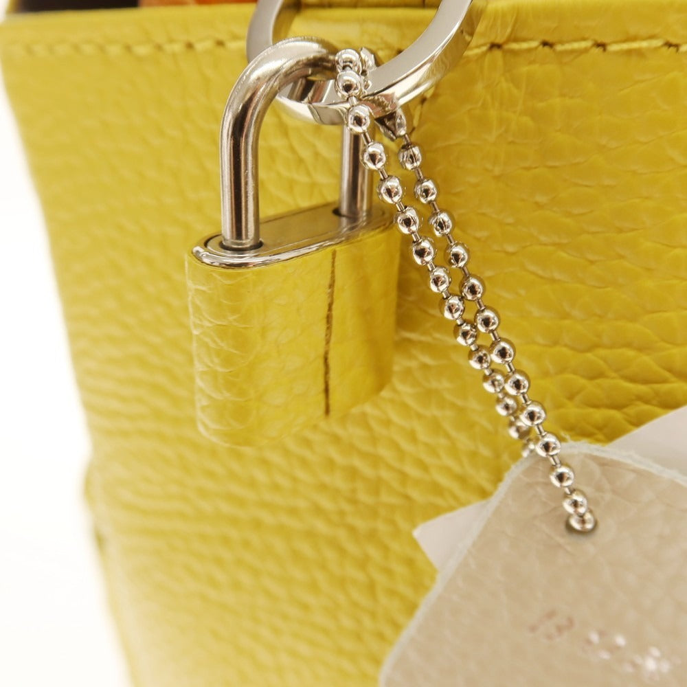 【中古】【未使用】ボンジャポネ BONJAPONE シュリンクレザー スタッズ トートバッグ イエローxブラック【 状態ランクS 】【 ユニセックス 】