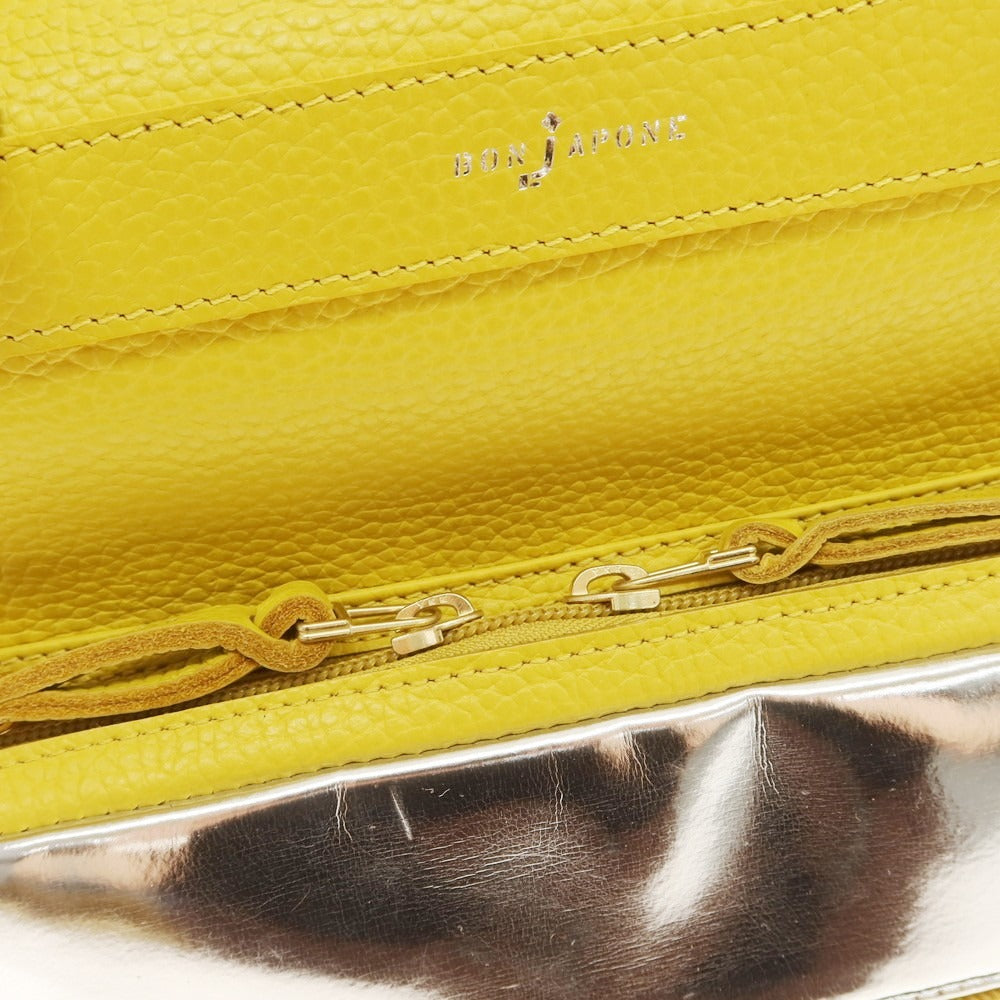 【中古】【未使用】ボンジャポネ BONJAPONE シュリンクレザー スタッズ トートバッグ イエローxブラック【 状態ランクS 】【 ユニセックス 】