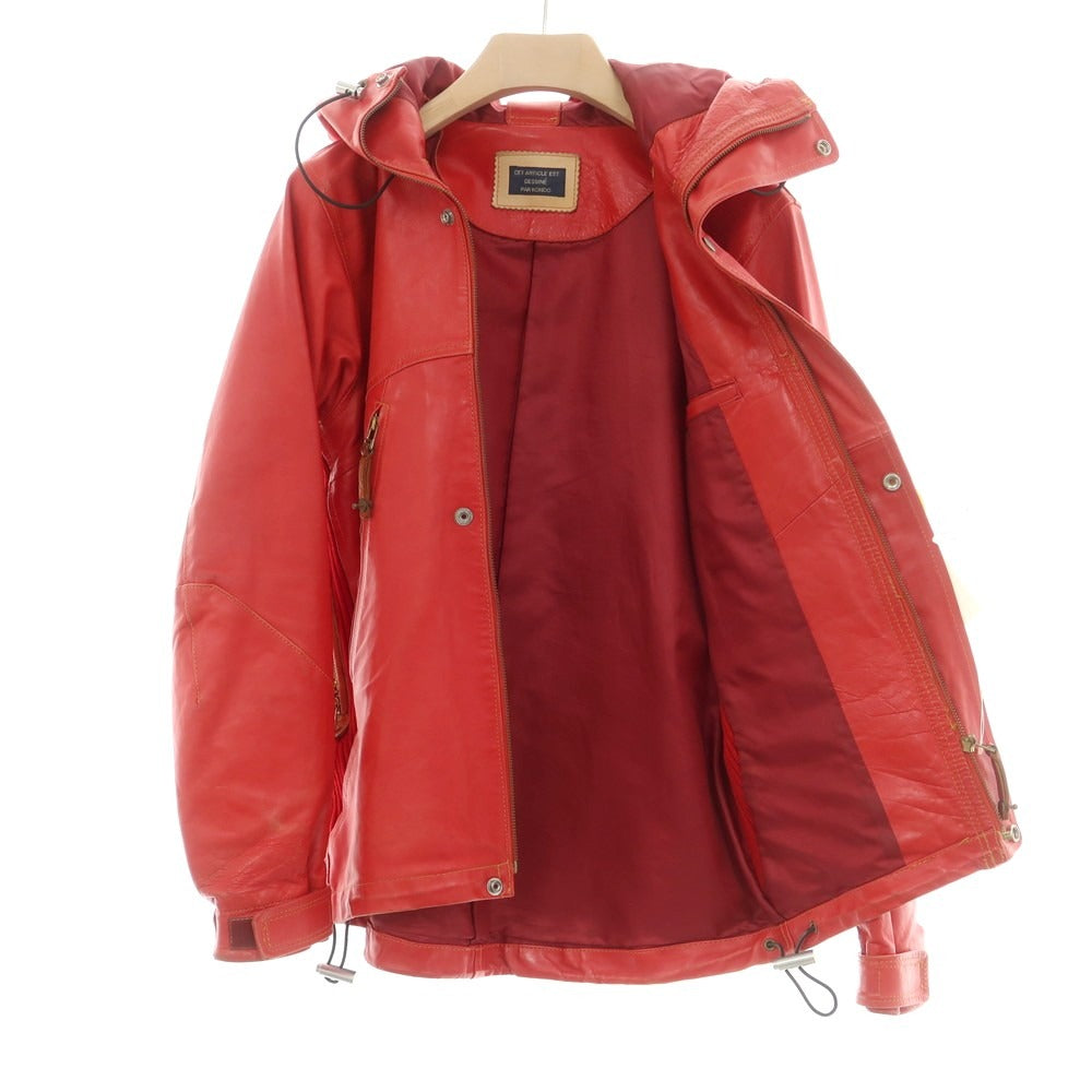 【中古】ルコンド L&KONDO フーデッド レザーブルゾン レッド【 46 】【 状態ランクC 】【 メンズ 】