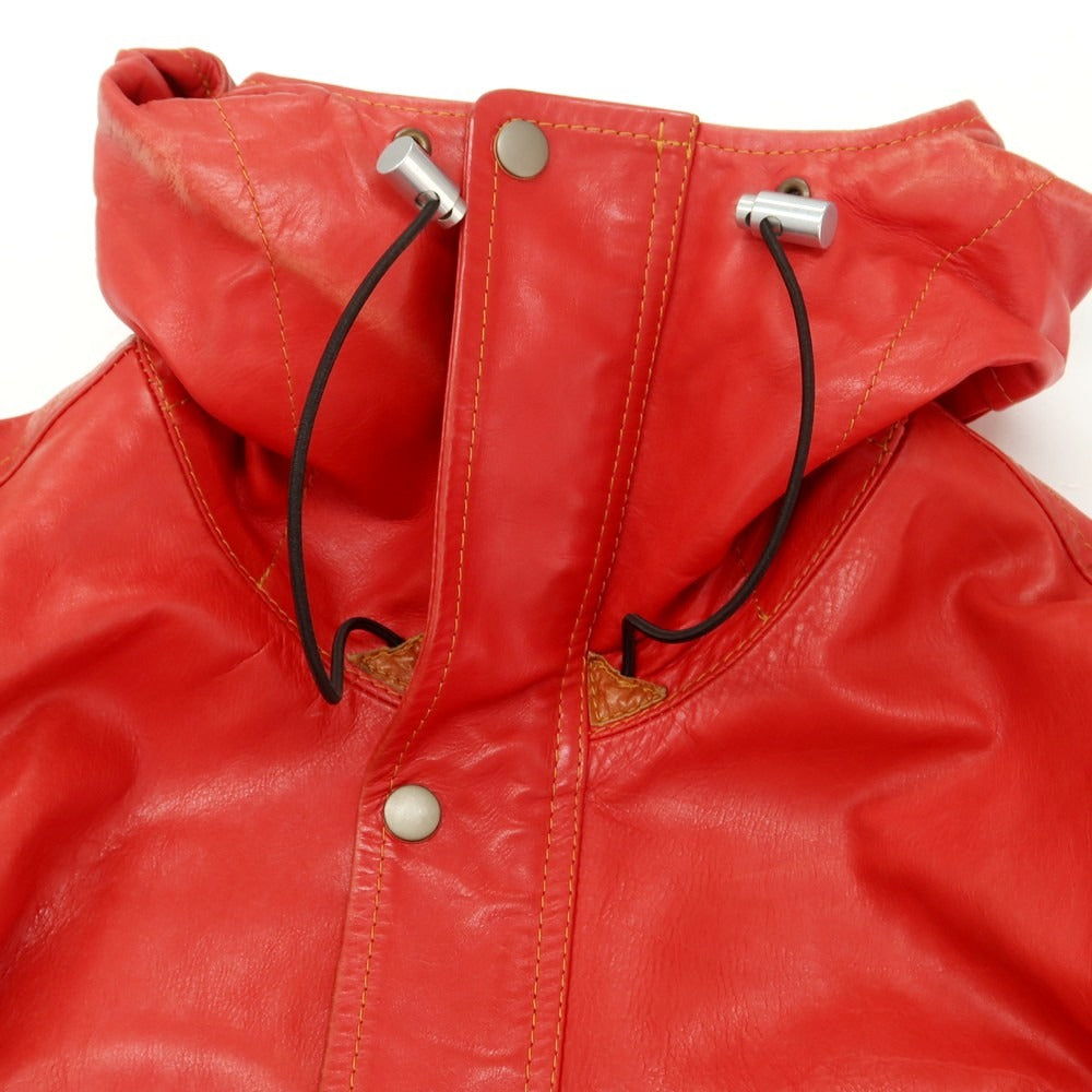【中古】ルコンド L&KONDO フーデッド レザーブルゾン レッド【 46 】【 状態ランクC 】【 メンズ 】