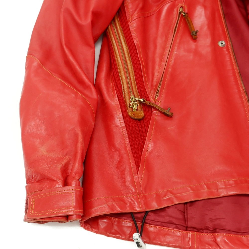 【中古】ルコンド L&KONDO フーデッド レザーブルゾン レッド【 46 】【 状態ランクC 】【 メンズ 】