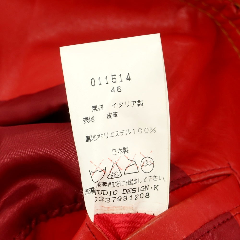 【中古】ルコンド L&KONDO フーデッド レザーブルゾン レッド【 46 】【 状態ランクC 】【 メンズ 】