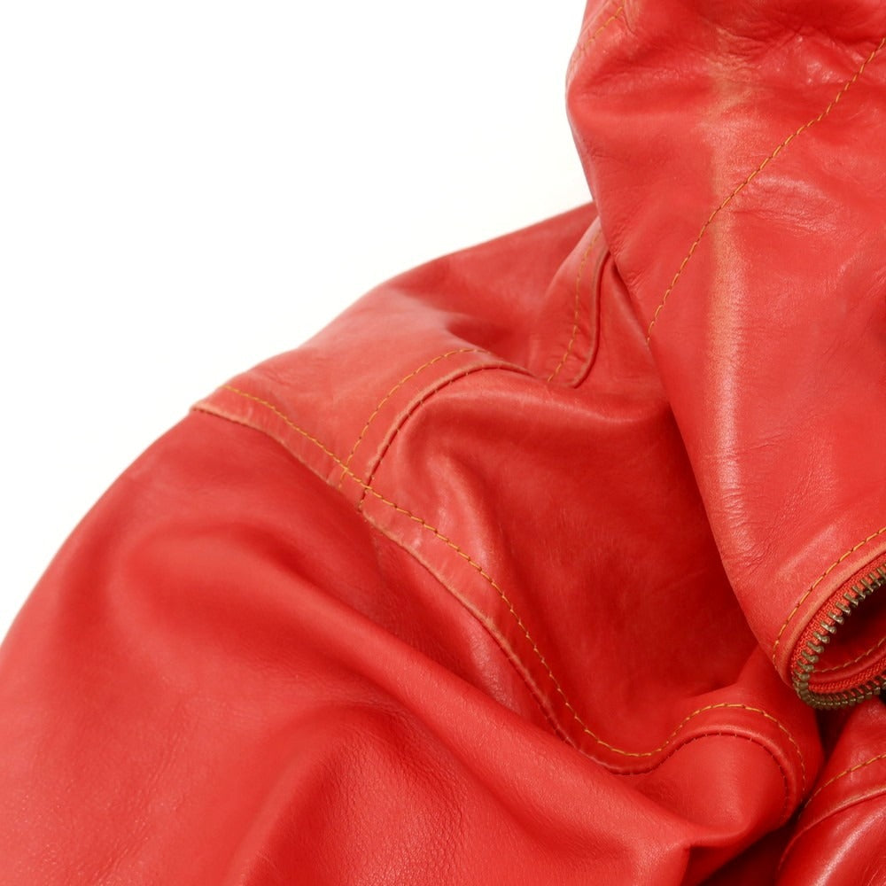 【中古】ルコンド L&KONDO フーデッド レザーブルゾン レッド【 46 】【 状態ランクC 】【 メンズ 】