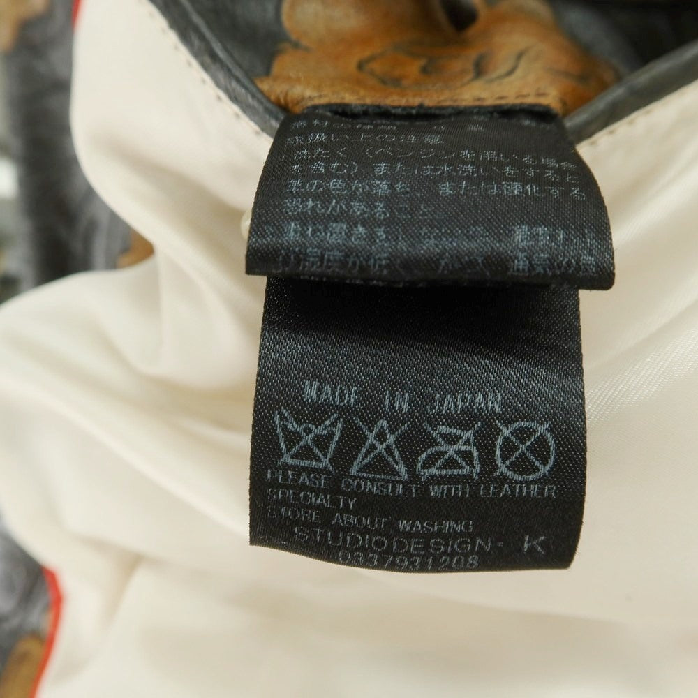 【中古】ルコンド L&KONDO エンボスレザー カジュアルジャケット ブラックxブラウン【 48 】【 状態ランクA 】【 メンズ 】