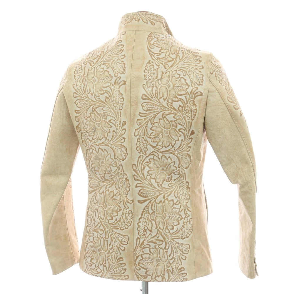 【中古】ルコンド L&KONDO エンボスレザー カジュアルジャケット ベージュ系【 46 】【 状態ランクB 】【 メンズ 】