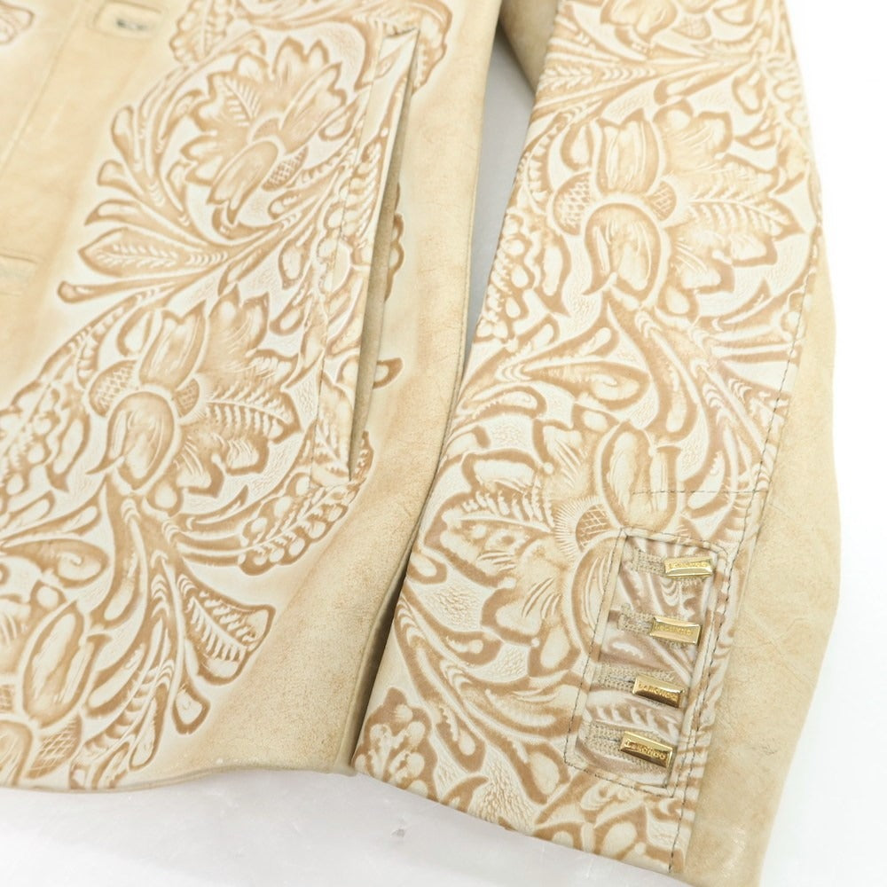 【中古】ルコンド L&KONDO エンボスレザー カジュアルジャケット ベージュ系【 46 】【 状態ランクB 】【 メンズ 】