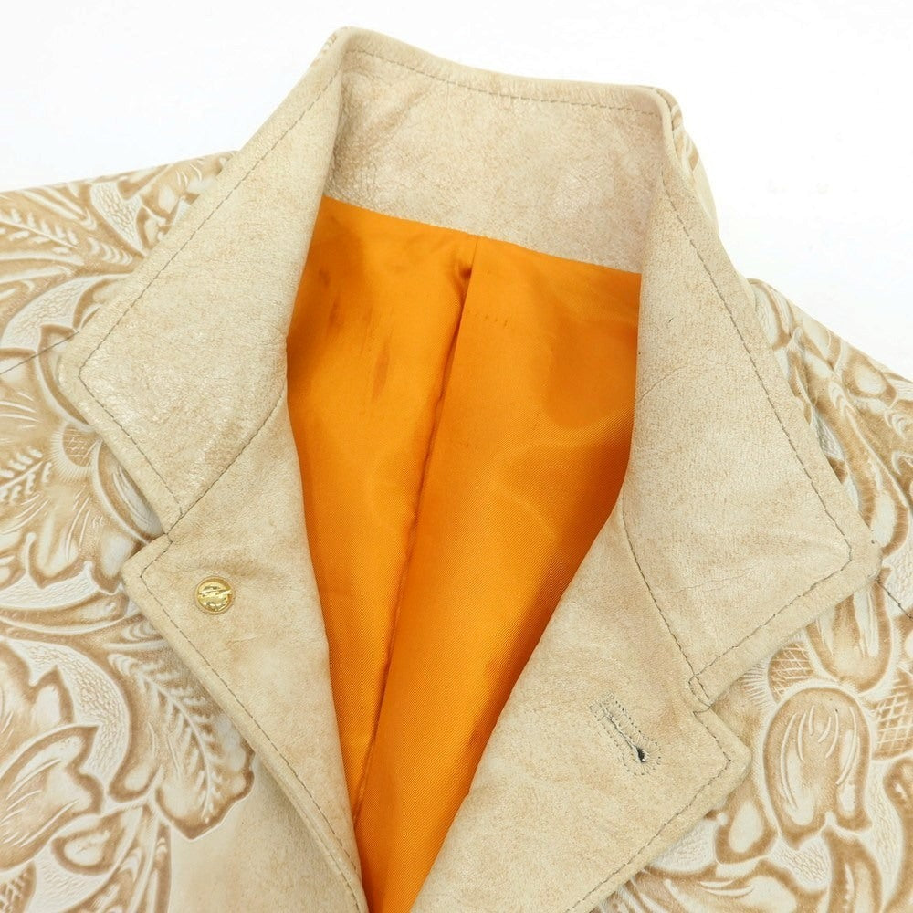 【中古】ルコンド L&KONDO エンボスレザー カジュアルジャケット ベージュ系【 46 】【 状態ランクB 】【 メンズ 】