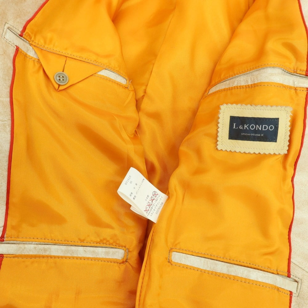 【中古】ルコンド L&KONDO エンボスレザー カジュアルジャケット ベージュ系【 46 】【 状態ランクB 】【 メンズ 】