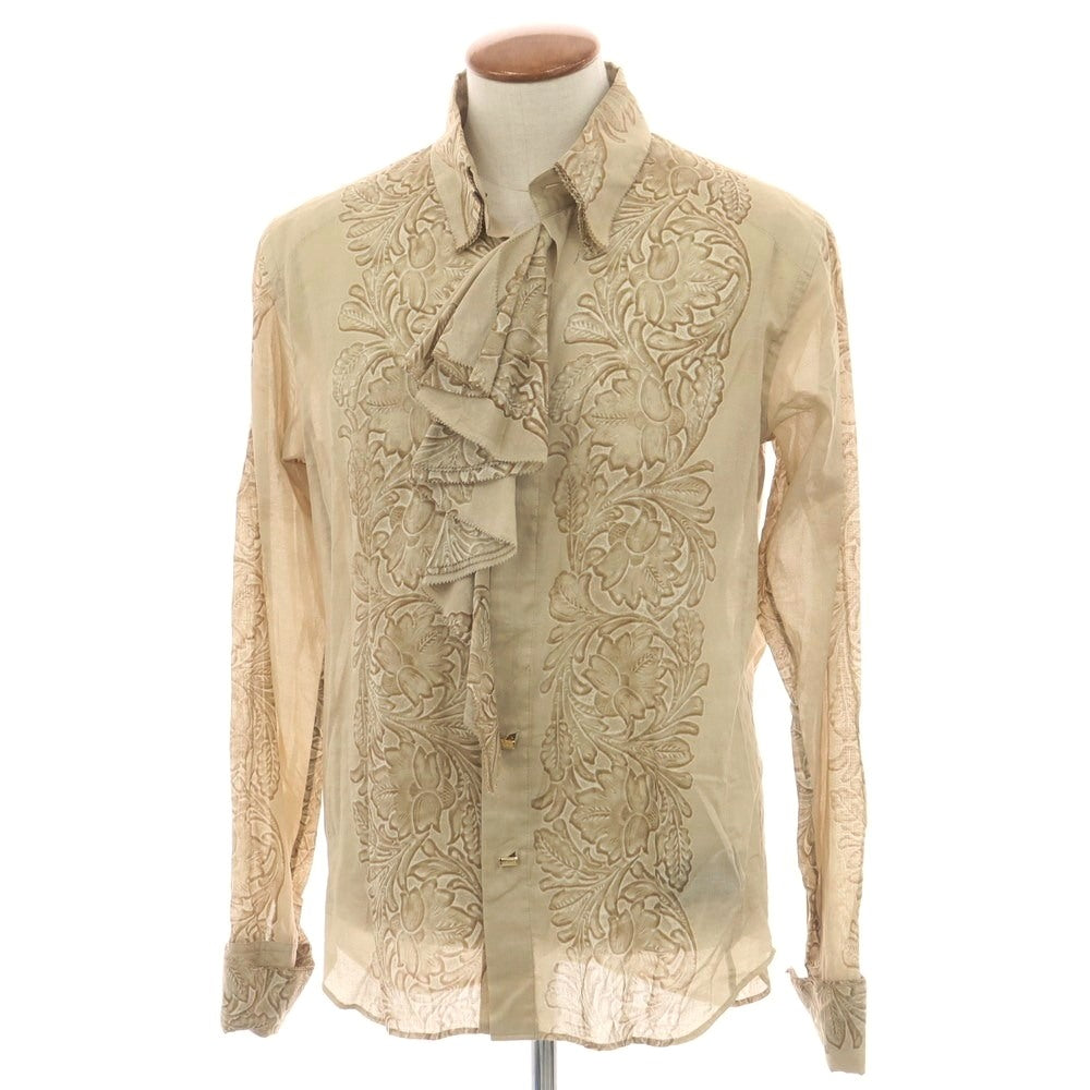 【中古】ルコンド L&KONDO コットン ダブルカフス カジュアルシャツ ベージュ【 48 】【 状態ランクD 】【 メンズ 】