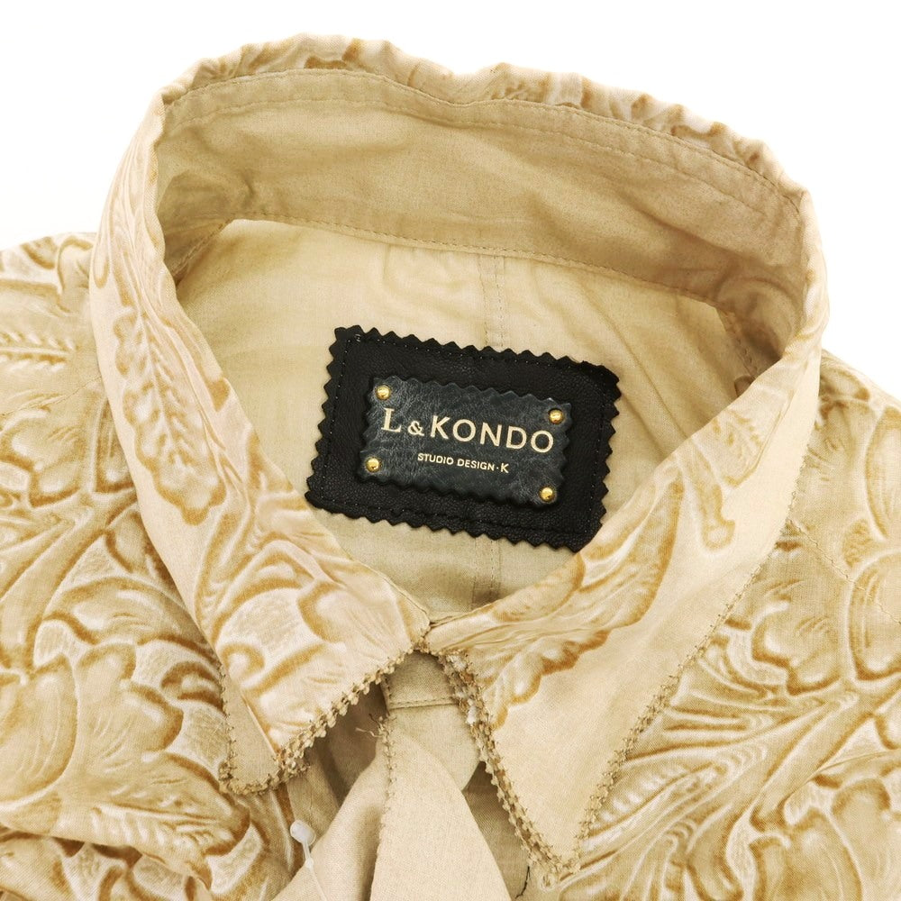 【中古】ルコンド L&KONDO コットン ダブルカフス カジュアルシャツ ベージュ【 48 】【 状態ランクD 】【 メンズ 】