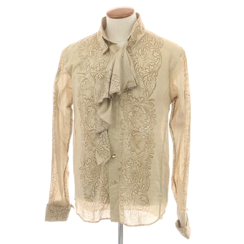 【中古】ルコンド L&KONDO コットン ダブルカフス カジュアルシャツ ベージュ【 48 】【 状態ランクB 】【 メンズ 】