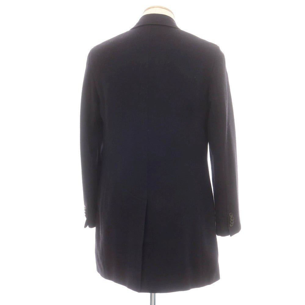 【中古】アザブテーラー azabu tailor カシミヤ混ウール ヘリンボーン織り ダブルブレストコート ネイビー【 42 】【 状態ランクB 】【 メンズ 】