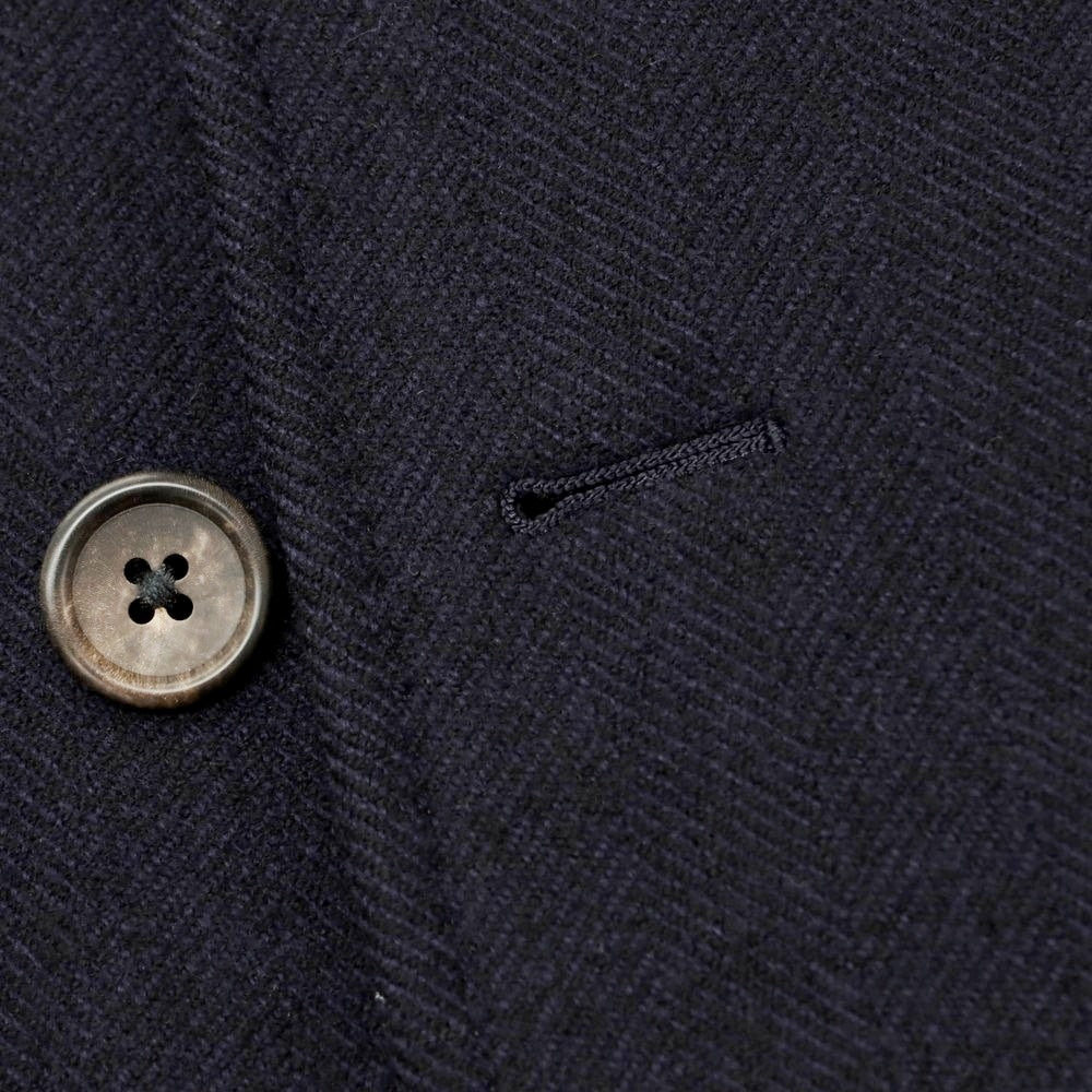 【中古】アザブテーラー azabu tailor カシミヤ混ウール ヘリンボーン織り ダブルブレストコート ネイビー【 42 】【 状態ランクB 】【 メンズ 】