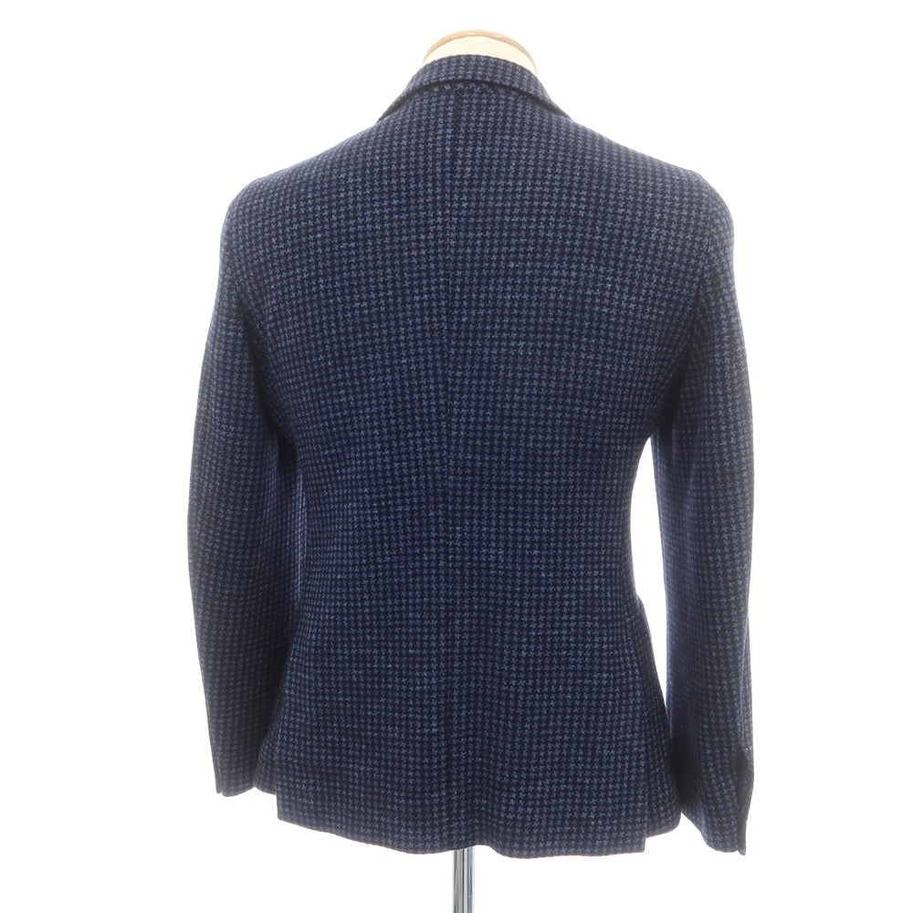 【中古】アザブテーラー azabu tailor ウールコットンジャージー ハウンドトゥース柄 テーラードジャケット ネイビー【 42 】【 状態ランクA 】【 メンズ 】