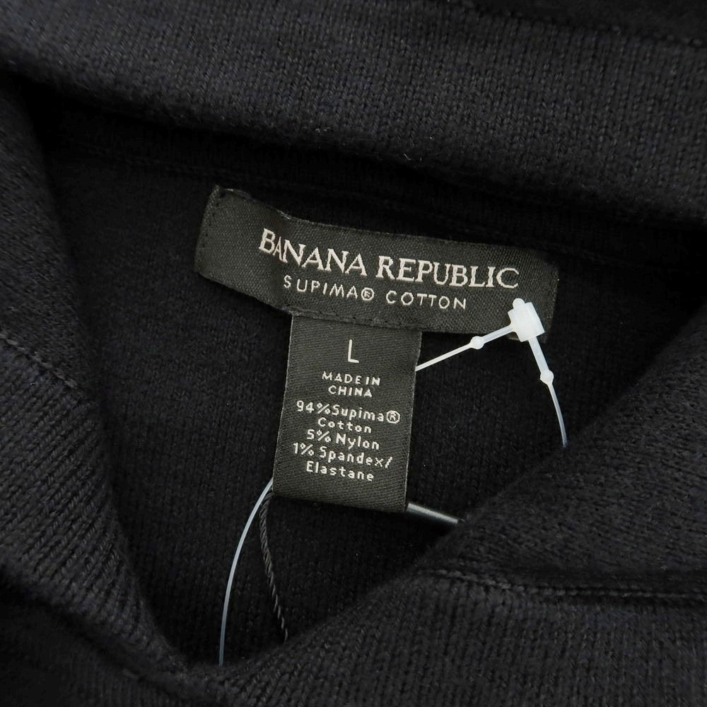 【中古】【未使用】バナナリパブリック Banana Republic コットンナイロンポリウレタン プルオーバー ニット パーカー ブラック【 L 】【 状態ランクS 】【 メンズ 】