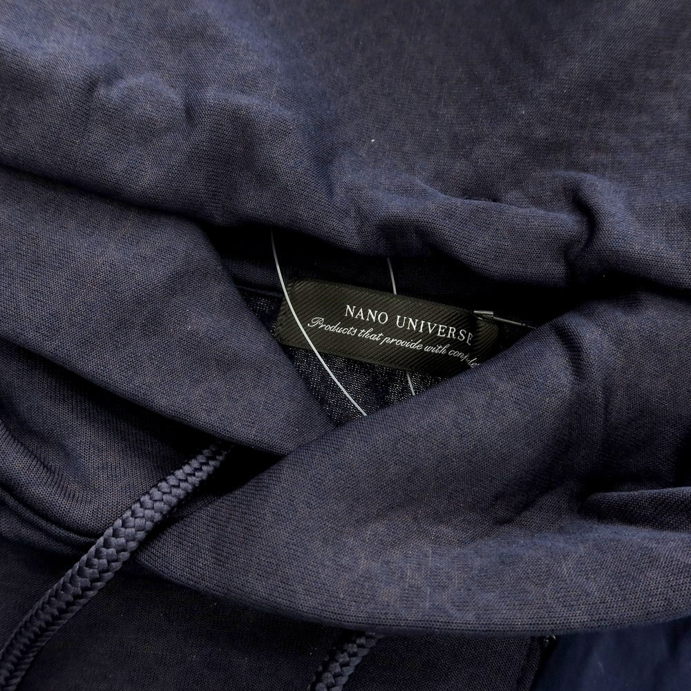 【中古】【未使用】ナノユニバース nano universe ストレッチ ポリエステル リバースナッピング プルオーバー パーカー ネイビー【 L 】【 状態ランクS 】【 メンズ 】