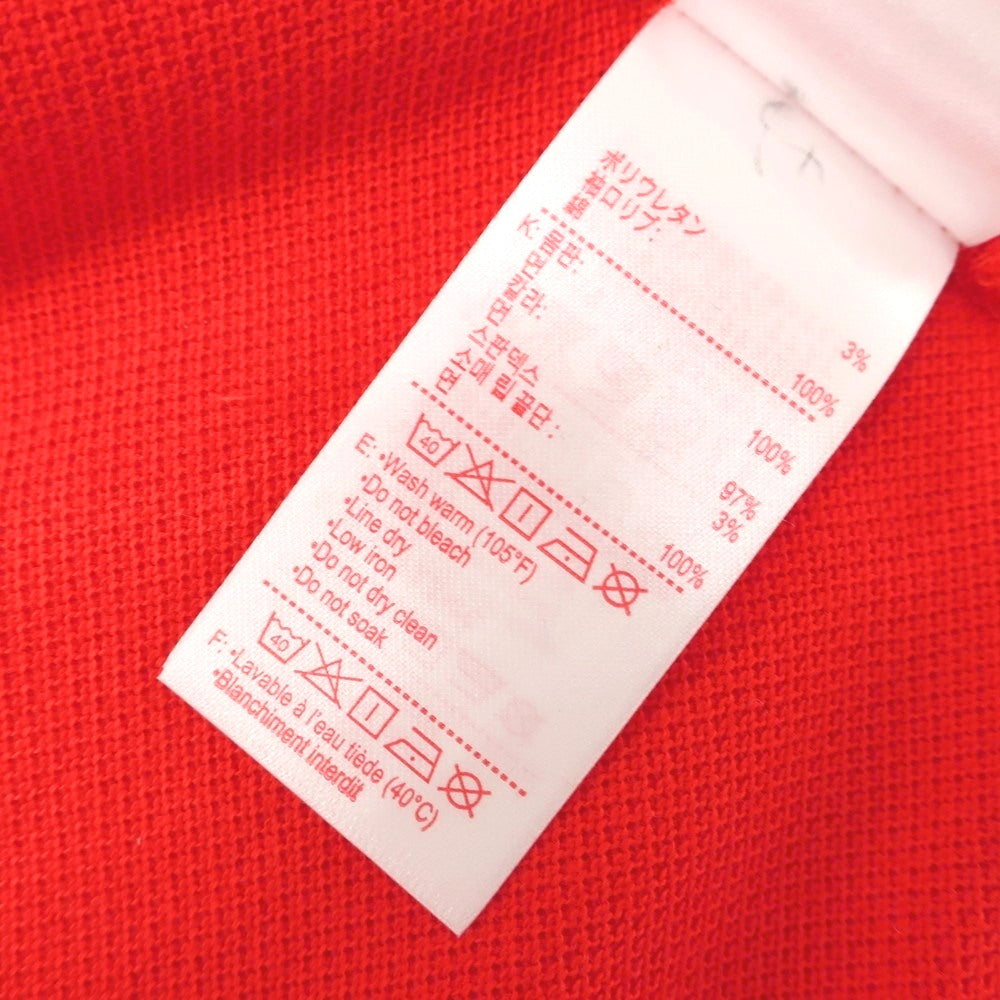 【中古】【未使用】ラコステ LACOSTE コットン 鹿の子 長袖ポロシャツ レッドxネイビー【 4 】【 状態ランクS 】【 メンズ 】