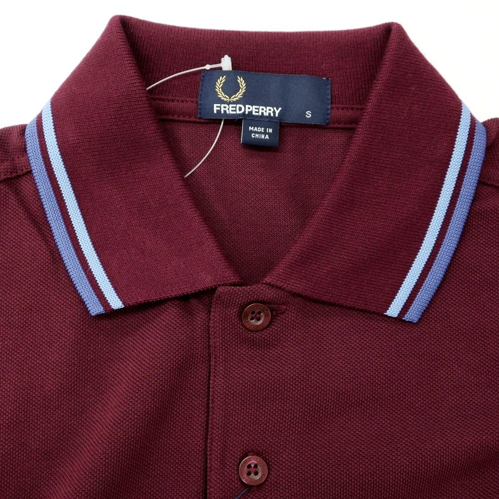 【中古】【未使用】フレッドペリー FRED PERRY コットン 鹿の子 半袖ポロシャツ ワイン【 S 】【 状態ランクS 】【 メンズ 】
