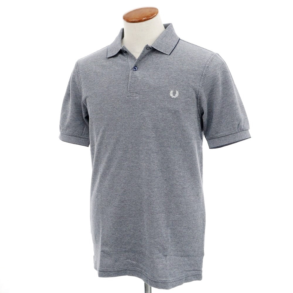 【中古】【未使用】フレッドペリー FRED PERRY コットン 鹿の子 半袖ポロシャツ ネイビーxホワイト【 M 】【 状態ランクS 】【 メンズ 】
