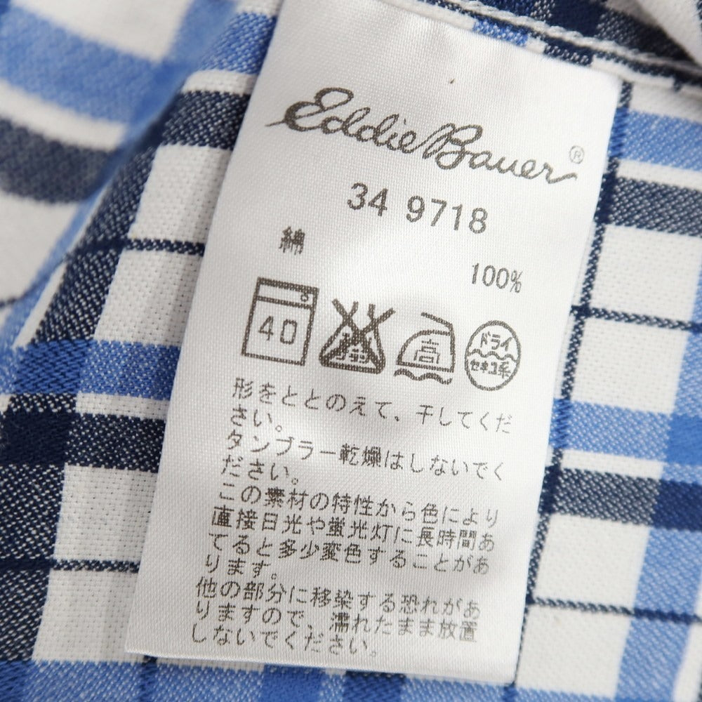【中古】【未使用】エディー バウアー Eddie Bauer コットン チェック ボタンダウン カジュアルシャツ ホワイトxブルー【 S 】【 状態ランクS 】【 メンズ 】