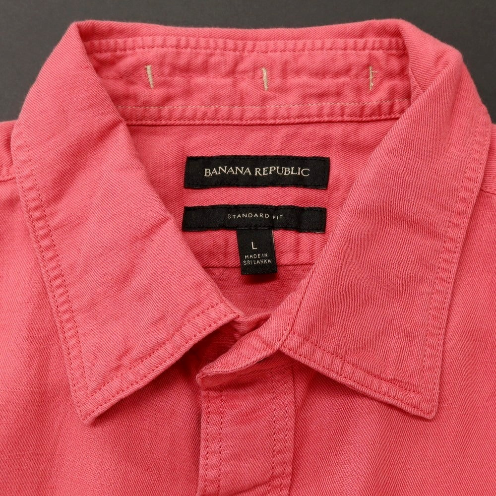 【SALE30%OFF/返品不可】【中古】【未使用】バナナリパブリック Banana Republic リネンコットン カジュアルシャツ ダークピンク【 L 】【 状態ランクS 】【 メンズ 】