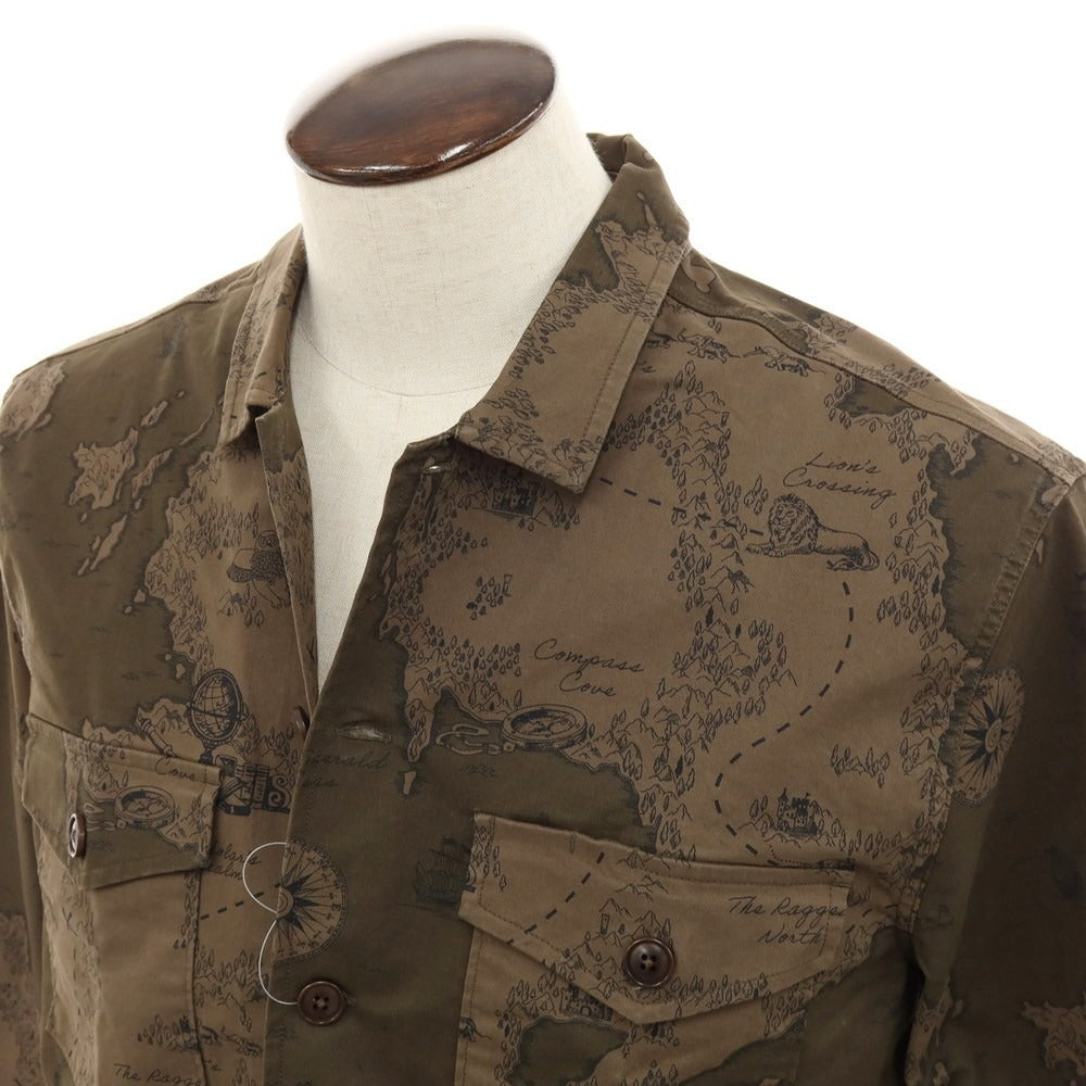 【中古】【未使用】バナナリパブリック Banana Republic ストレッチ コットン カジュアルシャツ オリーブxカーキ【 L 】【 状態ランクS 】【 メンズ 】
